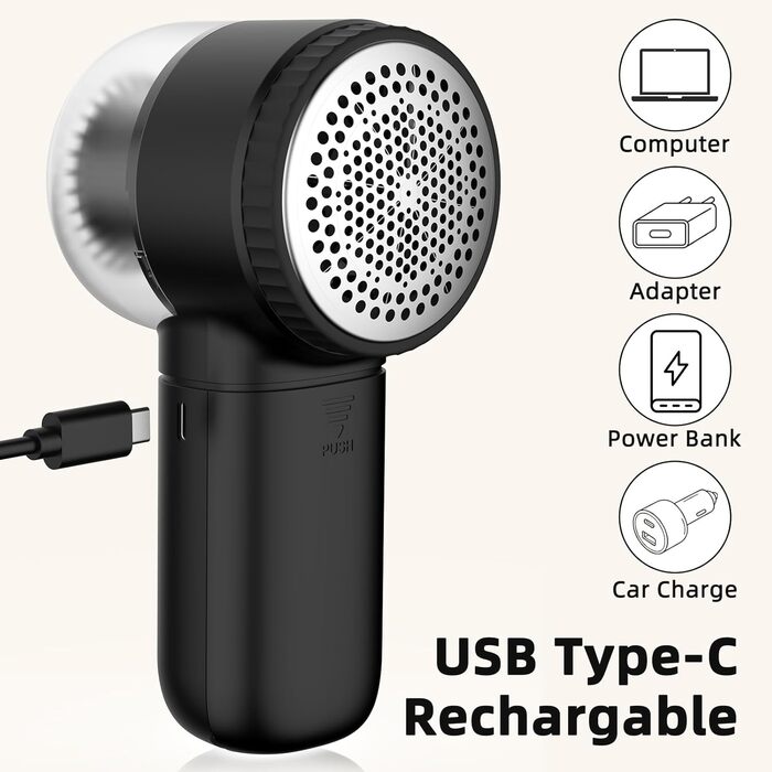 Електричний видальник пуху для одягу Fusselrasierer FB03 чорний - 3 швидкості, LED дисплей