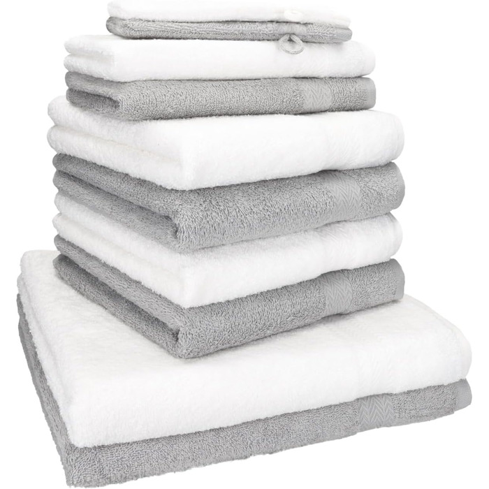 Набір рушників Betz 10 штук Premium 100% бавовна: 2 великі, 4 середні, 2 гостьові, 2 рукавички. Кольори: антрацит & сріблястий сірий