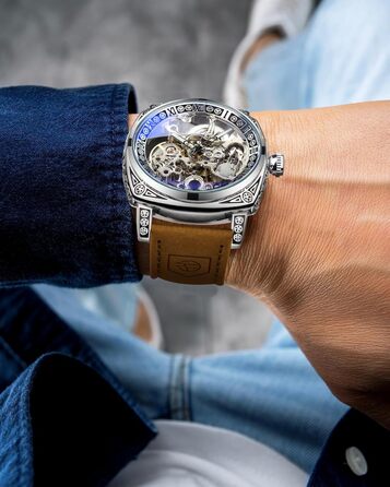 Годинник чоловічий FORSINING: квадратний ретро механічний годинник з автопідзаводом, золотий скелет, шкіряний ремінець