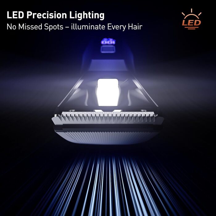 VIKICON Триммер для тіла та волосся, 2-в-1, чоловічий, з LED-підсвічуванням, акумуляторний, чорний