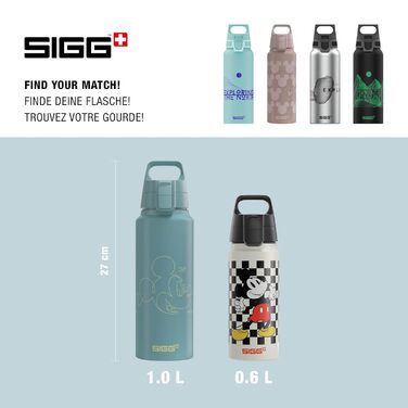 SIGG - Aluminum Drinking Bottle - WMB ONE - Made in Switzerland - ClimatePartner Certified - Carbonated Beverage Safe - Leak-Proof - Featherlight - BPA-Free - Outdoor - 0.75L & 1L (8 Mickey Mouse Lines, Disney)