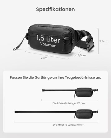Сумка-слінг Tomtoc 1.5L з RFID захистом, антикрадіжна, для чоловіків та жінок, чорна
