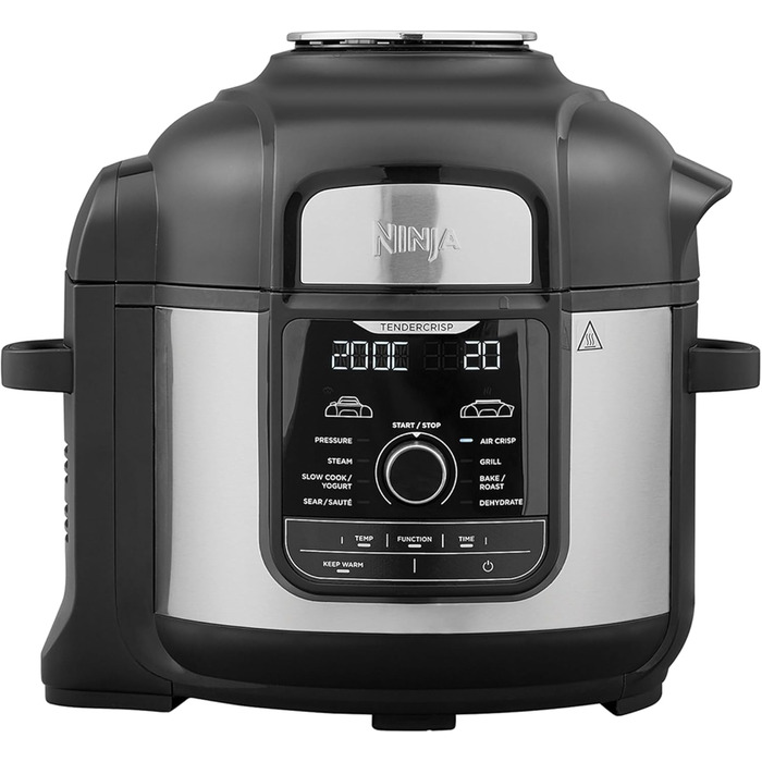 Ninja Foodi MAX Multi-Cooker, 7.5L, 9-in-1 Multi-Cooker, Pressure Cooker (Fast Cooking), Air Fryer (Hot Air Frying), Slow Cooker (Slow Cooking), Grilling and more, Brushed Steel & Black, OP500EU