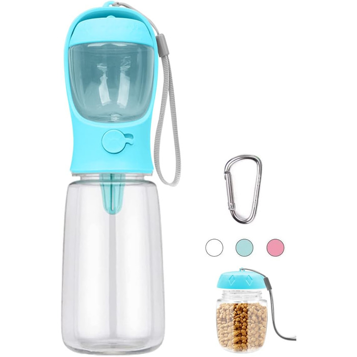 Турбо-фляга для собак: портативна, витокозахисна, 550 мл + 100 мл, BPA-free, для подорожей, біла