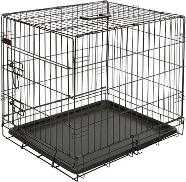 Кірбл Pet Gittertransportbox - переносна клітка для собак, чорна, метал, 63x48x57 см, з висувною пластиковою підставкою