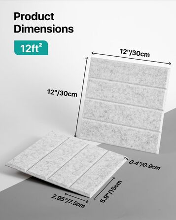 Акустичні панелі Soundsbay самоклеючі для шумоізоляції, поліестер, 30×30×0.9 см, світло-сірі (12 шт) — звукопоглинаючі плити для стін