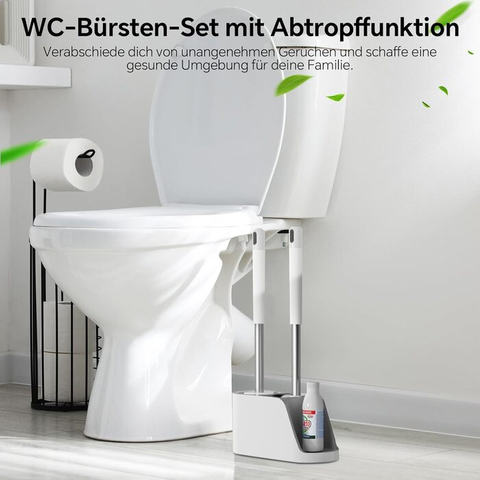 Силіконова щітка для унітазу Klobürste з підставкою, настінна без свердління, сіро-біла