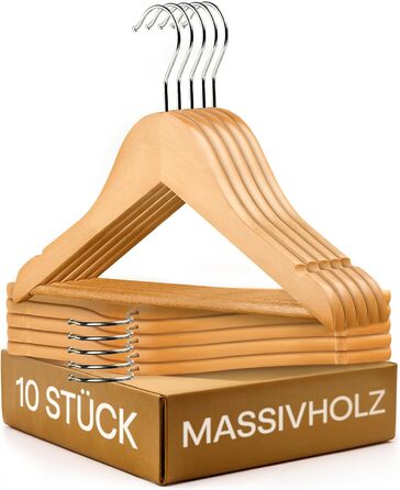 Дерев'яні вішалки для дитячого одягу з гачком, поворотні на 360° - набір 10 шт. - Міцне букове дерево з сертифікацією FSC® - Ідеальний порядок для дитячого одягу