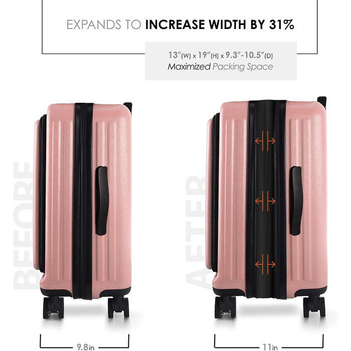 Міцний валіза на колесах з обертовими колесами, легка сумка-переноска, косметичка, 50,8 см, ручна поклажа 22 дюйми, рожевий колір