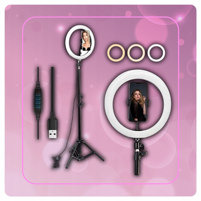 Кільцева LED-лампа 80 Вт, 30 см: з пультом та штативом 210 см для макіяжу та селфі