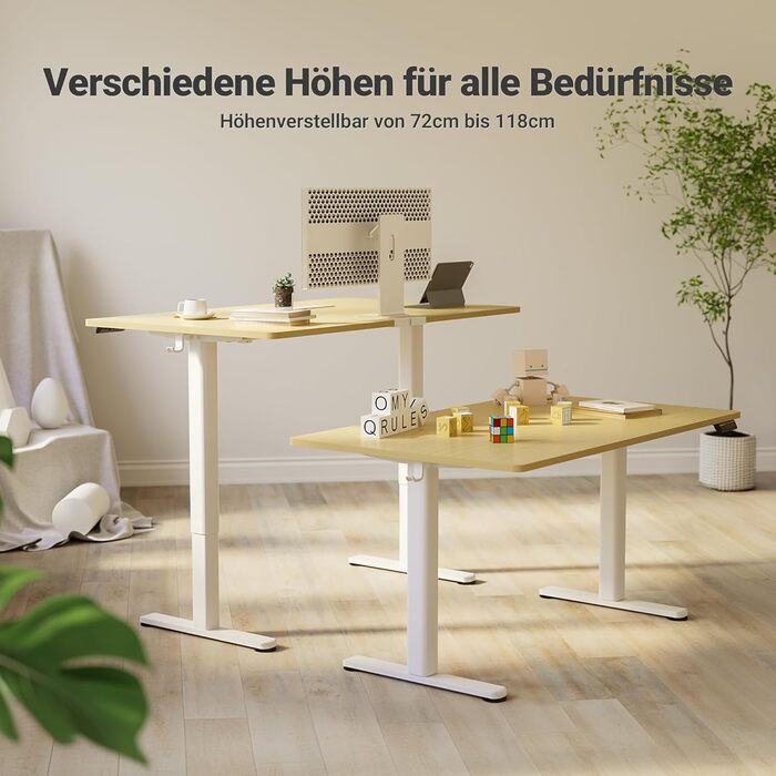 Claiks Electric Height Adjustable Desk 140x70cm - Standing Desk with Cable Management, Memory Function, & Ergonomic Design (FSC® Certified)