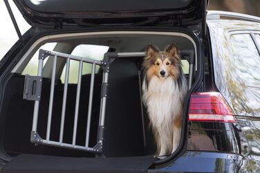 Тріксі переносна клітка для собак, алюміній, 60x65x86 см, стабільна, тиха, з безпечним замком та неслизьким килимком - 39342 (графіт, L 74x55x61 см, однокімнатна клітка)