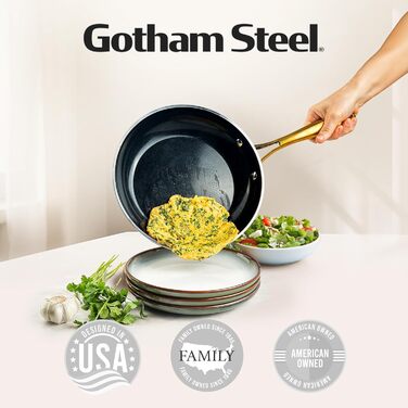 Набір посуду Gotham Steel 15 предметів з керамічним антипригарним покриттям, кухонний набір, посуд для приготування їжі