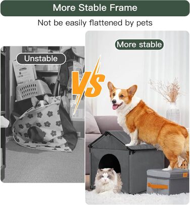 Будка для котів та собак: велика, м'яка, 56x51x46 см. Підходить для Бігль, Французький бульдог, Вельський коргі. З м'яким килимком.