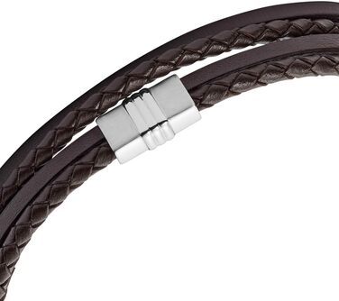 Браслет чоловічий Fossil Casual з шкіри або нержавіючої сталі з магнітною, застібкою-метеликом або пряжкою, коричневий