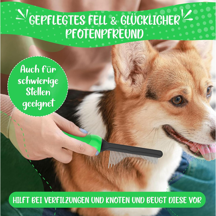 Гребінець для вичісування шерсті тварин Testurteil Sehr Gut: для собак та котів середньої та довгої шерсті. Підходить для маленьких та великих тварин. Легке очищення + E-Book з порадами.