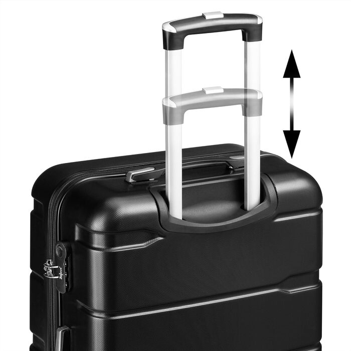 Набір валіз Zelsius 4 шт. чорного кольору | ABS, з кодовим замком, 4 колеса, внутрішній роздільник | Валізний набір 4 шт., Trolley, велика валіза, Luggage Set, ручна валіза чорна 4 шт.