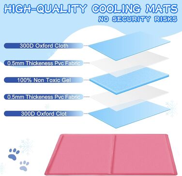 Килимок охолоджуючий для собак та котів, самоохолоджуючий, 50x40 см, з нетоксичним гелем (рожевий)