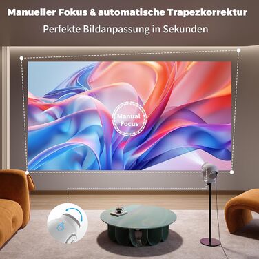 Міні проєктор Beamer TP360mini-400ANSI: 1080P Full HD, 480 ANSI Lumen, Android 14, WiFi 6, Bluetooth 5.4, 180° оберт, 4K декодування