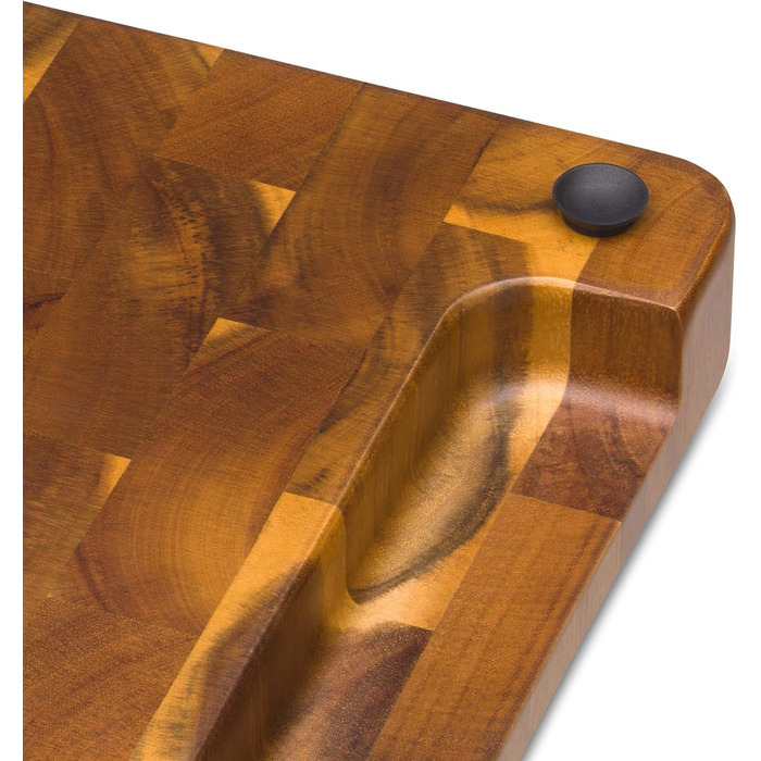 Дерев'яний обробний стіл WMF Schneidebrett Holz, великий, масивний, 40 x 32 x 4 см, акація, захист леза, велика поверхня, кухонний стіл, стильна окантовка, гумові ніжки