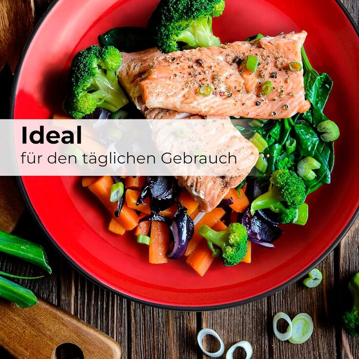 MIAMIO Сервіз для 6 осіб з 30 частин з кераміки, сервіз з тарілок, мисок, чашок та супових тарілок, колекція Le Papillon (Червоний)