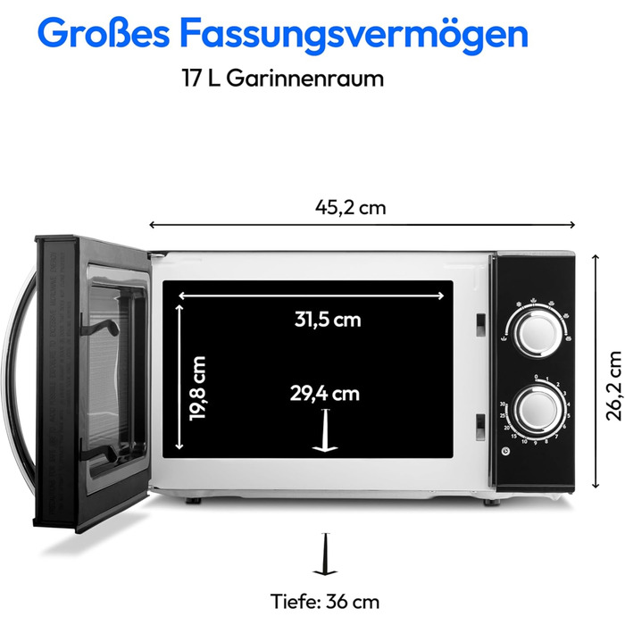 Мікрохвильова піч MEDION MD 15644, 700 Вт, 17 л, 6 рівнів, чорна