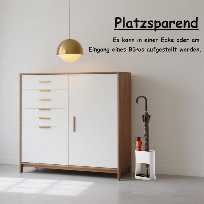 Підставка для парасольки з знімною підставкою для збору води, 22 x 9 x 28 см, 4 слоти, для дому, інтер'єру, в коридор (білий)