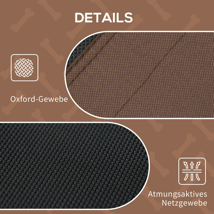 PawHut Pet Bed with Canopy, Elevated Dog Bed Outdoor, Breathable, Sateen Fabric, Coffee, 122x92x108 cm, ideal for dogs
