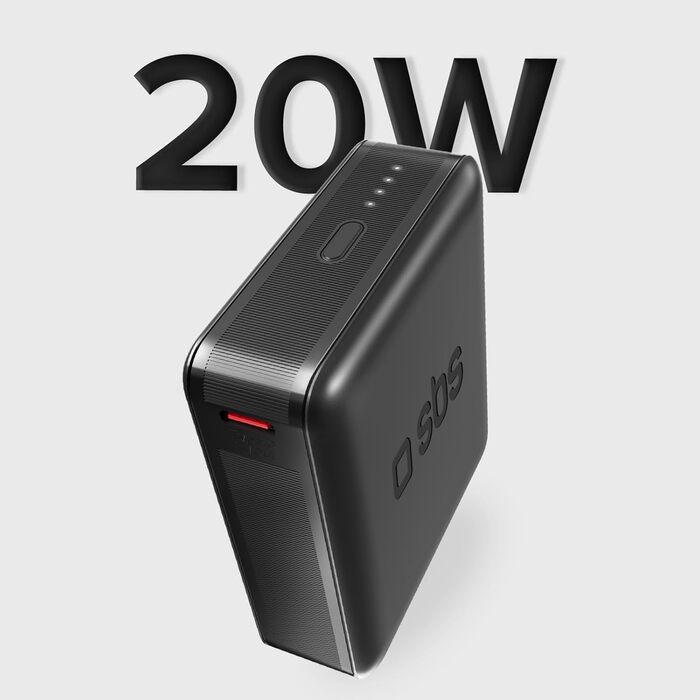 Power Bank SBS Slim 20000 mAh 100W з LCD-дисплеєм: зарядка для Apple, Samsung, MacBook, iPad, ноутбука, планшета, смартфона