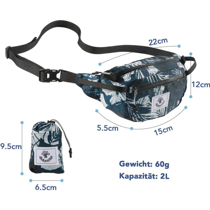 Водонепроникна поясна сумка 4Monster для чоловіків та жінок, ультралегка, спортивна, туристична (армійний зелений, 2L)