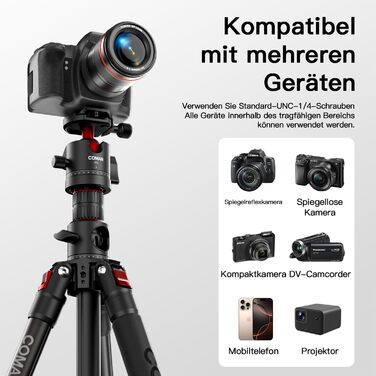 Штатив для камери COMAN KX3939Mini (A32) 181 см з гідравлічною головкою, швидкозмінною платформою та знімними ніжками для DSLR, відеокамер та відошукачів