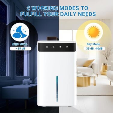 Зволожувач повітря 2600 мл з нічним підсвічуванням, тихий, для спальні, ванної кімнати, шафи та гардеробу