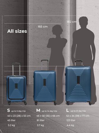 REDOLZ Trolley L+ (77 см) розширюваний | 52 x 34 x 77 см | 123-140 літрів | 4,4 кг | Dark Blue Metallic