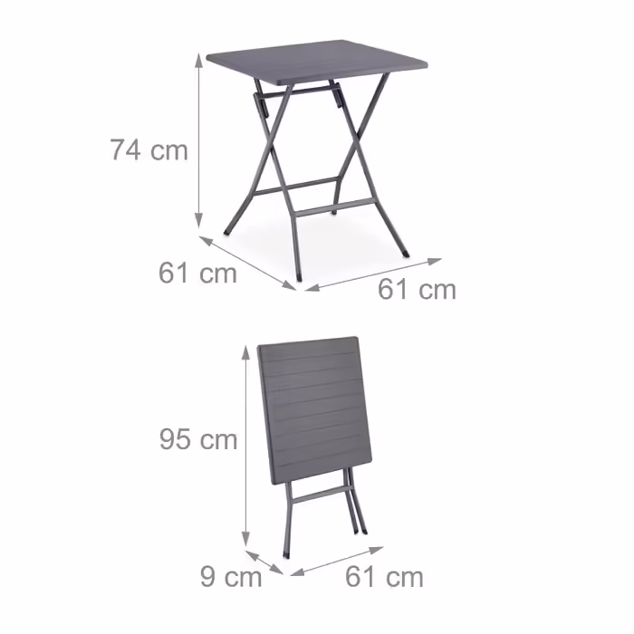 Relaxdays Balcony Furniture Set, 3-Piece, Wood-Look