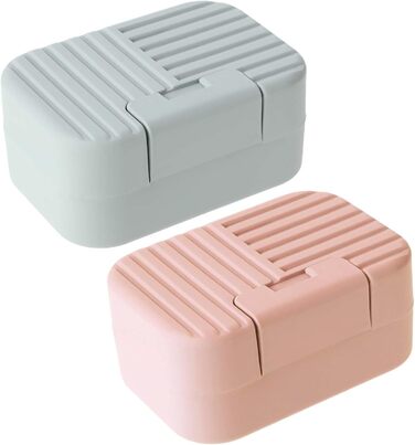Захисні футляри для мила Dimeho (2 шт.) - мильниця-бокс для подорожей, пластиковий контейнер для мила з кришкою, витікання захищений, для ванної кімнати (блакитний & зелений) (блакитний рожевий)