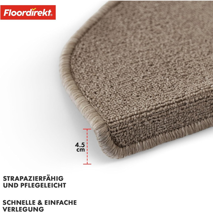 Килимок для сходів Floordirekt 15 шт. (65x23 см, напівкруглий), колір: коричневий