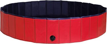 Дитячий надувний басейн для собак Lionto, Ø 80 см, 20 см заввишки, антиковзне покриття, зливний отвір, синьо-червоний, S (80 см Ø)