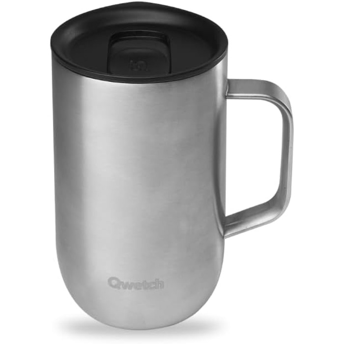 Qwetch Stainless Steel Insulated Travel Mug - 12oz - Keeps Drinks Hot for 6h, Cold for 12h - Leakproof Lid, Reusable, Tea Filter Compatible