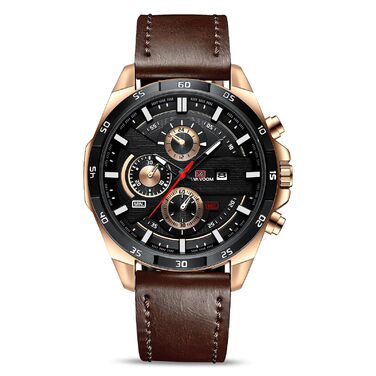 Годинник чоловічий OFF CUP, аналоговий кварцовий хронограф з датою, коричневий ремінець зі шкіри, класичний елегантний дизайн, ідеальний подарунок для чоловіків