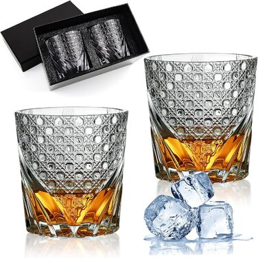 Набір склянок для віскі Shyllin, 2 шт., 268 мл, Tumbler Streamer Star, з подарунковою коробкою, для віскі, бурбону, рому, коктейлів, червоного вина