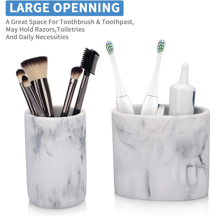 Набір аксесуарів для ванної кімнати L'ARL GMVOI, 4 шт., мармуровий набір аксесуарів для ванної кімнати з тримачем для зубних щіток, дозатором мила, склянкою, мильницею для декору ванної кімнати, білий
