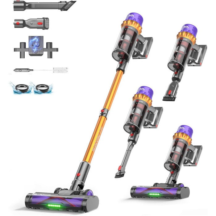 Бездротовий акумуляторний пилосос AlloyMove A05: 50000Pa, 550W, 80 хвилин, LED-дисплей, антизаплутана щітка, 7-ступенева фільтрація, для тварин, твердих поверхонь та килимів