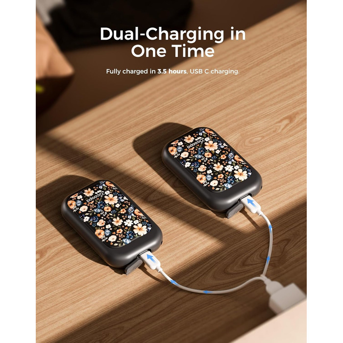 Електричні грілки для рук OCOOPA UT4 Young (Wiesenblumen), 5000mAh, 2 шт. - Компактні, Водонепроникні, Швидкий нагрів