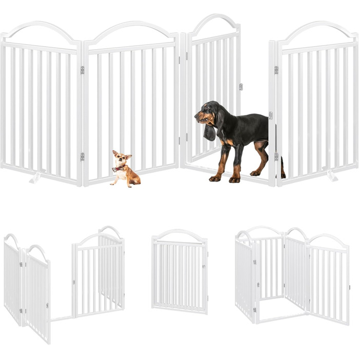 Металеве вольєр для собак BHG, без монтажу, з дверцятами, 243.8 x 81.3 см, аккордеон, 8 панелей (білий/Opulenter Garten)