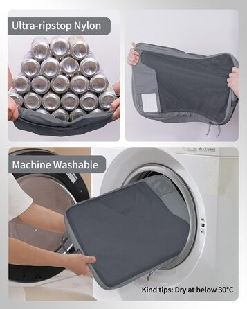 Органайзери для валізи ECOHUB (набір 4 шт.) з мішками для пакування, з тегами, з перероблених матеріалів, для рюкзака та валізи, з міцною сіткою, набір для подорожей