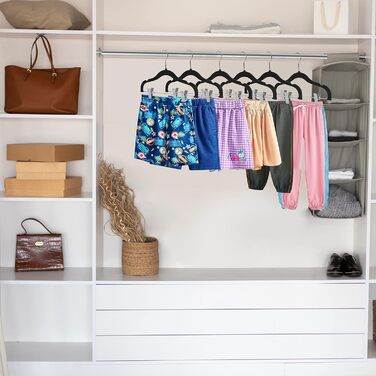 Вішалки для одягу: спідниці, штани, блузки, піджаки, сорочки, легінси. 360° обертання, рожевий/чорний комплект (10 шт.)