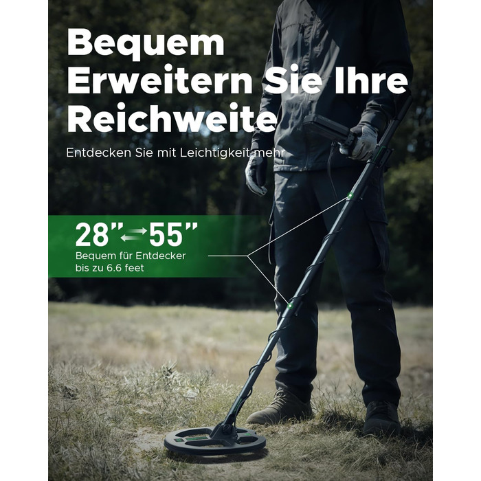 Металошукач Profi з водонепроникною котушкою 11'' DD, глибина виявлення 12''/30 см, висока чутливість до золота, 5 професійних режимів, Pinpoint для срібла