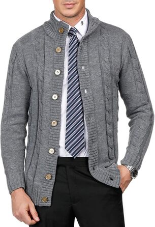 Чоловічий кардиган PJ PAUL JONES з в'язаним візерунком та ґудзиками, сірий світло-сірий, для осені та зими