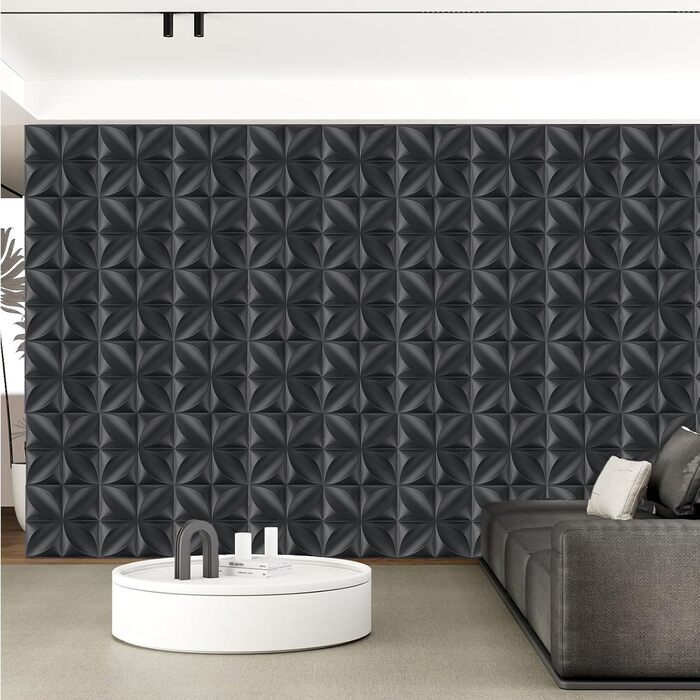 3D панелі стінові ПВХ чорні, декоративні панелі для стін та стелі, геймерські панелі для вітальні та спальні, 2 шт.