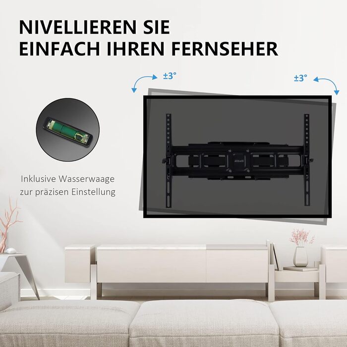 Кріплення для телевізора Ribelli® Schwenkbar Neigbar: поворотне та нахилене, VESA 600x400mm, для телевізорів та моніторів 32-84 дюймів, до 50 кг, підходить для Flat та Curved моделей